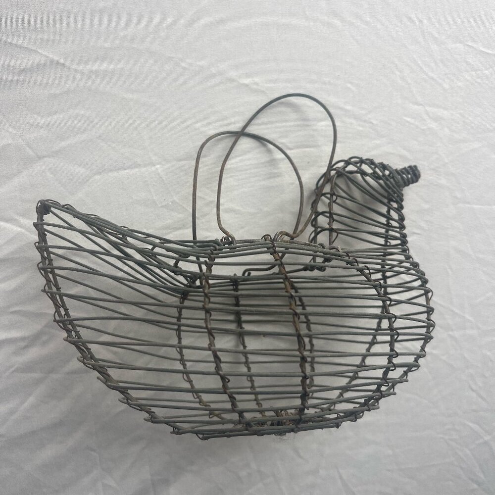 Galvanized Wire Chicken Egg Basket Metal Carrying Gathering Basket Small